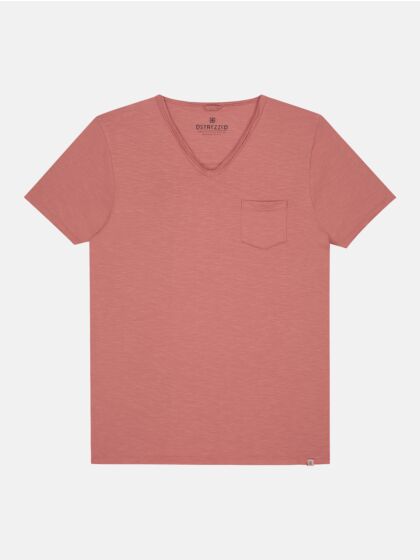 Stewart V-neck s/s Slub Jersey Old Pink 202502-434