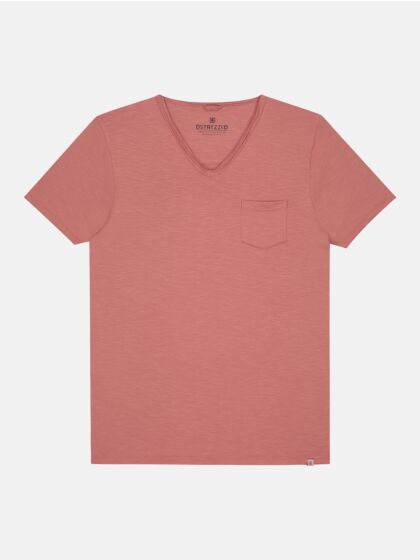 Stewart V-neck s/s Slub Jersey Old Pink 202502-434