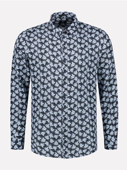Shirt l/s Linen Flower Dk. Navy 303304-649