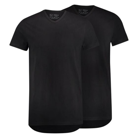 T-Shirt 2-pack gouda v-neck zwart 37-044-007