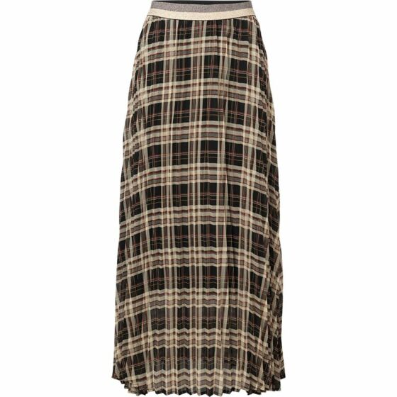 Rok lang plissé check black 6s1170-11279-990