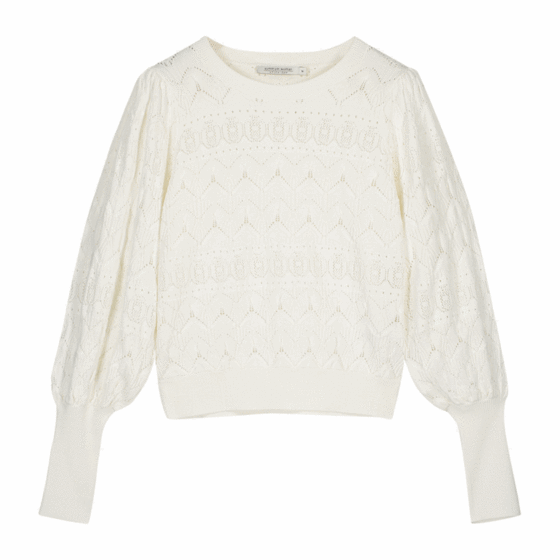 Balloon sleeve sweater pointelle 7s5638-7865-191