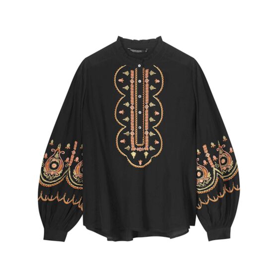 Blouse SUMMUM embroidered crepe black