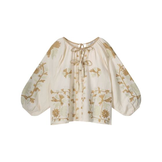 Blouse SUMMUM linen embroidery ivory