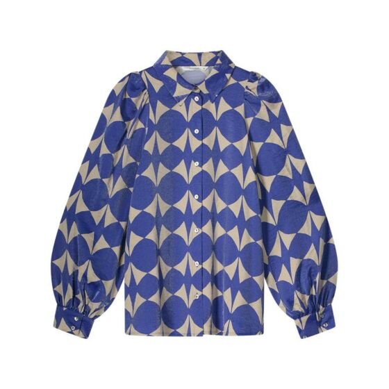 Blouse SUMMUM two tone print royal blue