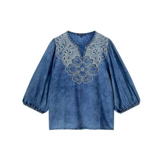 Top SUMMUM cotton indigo sateen