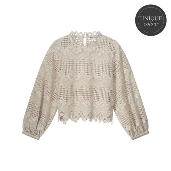 Top SUMMUM longsleeve lace pebble beige