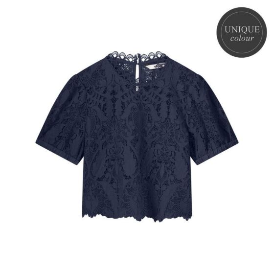 Top SUMMUM short sleeve lace navy noir