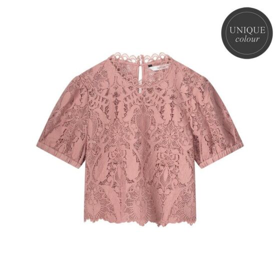 Top SUMMUM short sleeve lace rose smoke
