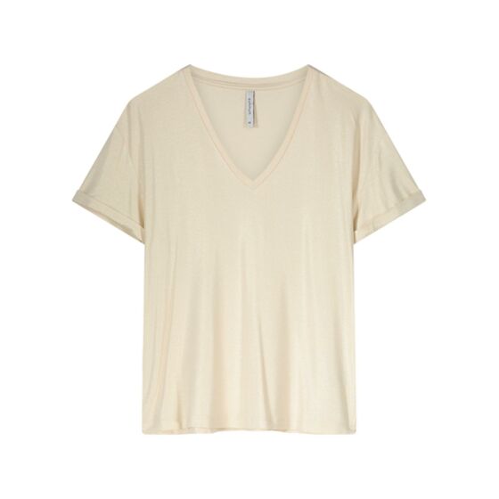 T-shirt SUMMUM v-neck glitter ivory