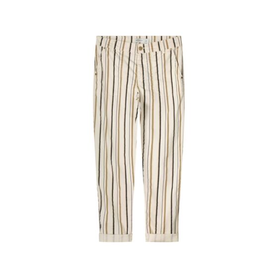 Broek SUMMUM multi stripe cotton twill ivory