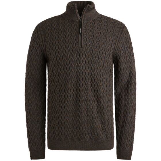 Half zip collar wool Dark Earth VKW2509332-8078