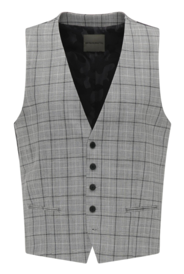 Gilet BENVENUTO grijs ruit extra slim fit