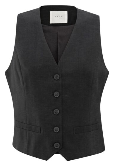 Linen blend gilet WASHED BLACK 1-521002-505-99989