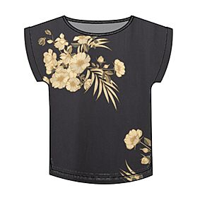 Woven top with folded cuffs 1901293-013-943051