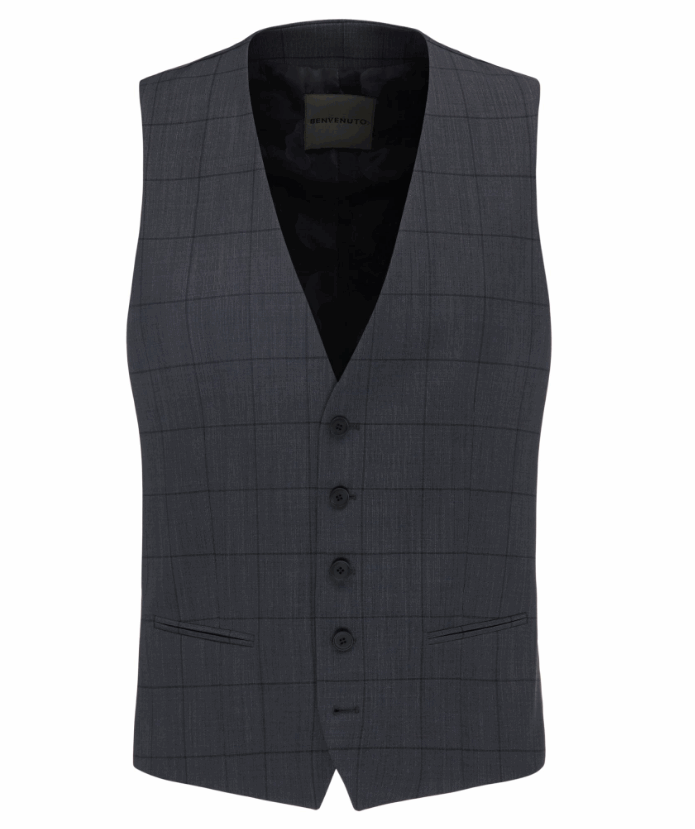 tevredenheid transmissie retort Gilet BENVENUTO grijs ruit extra slim fit online bestellen | Henri's Fashion