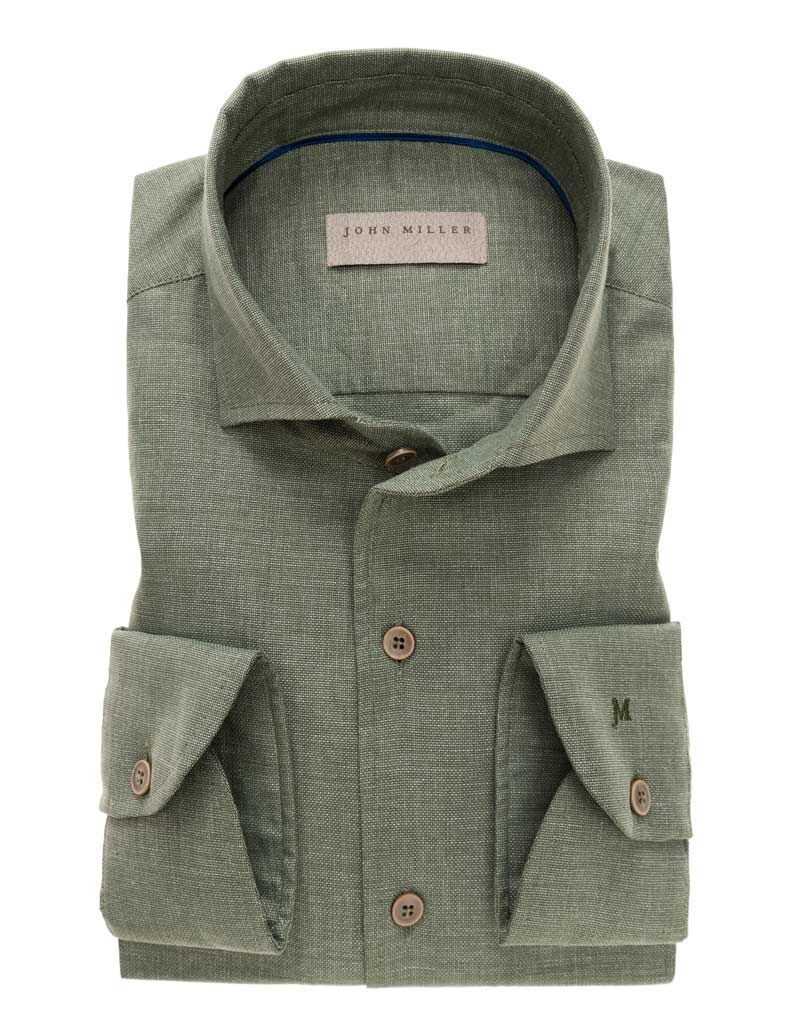 Overhemd slim fit John Miller groen schiller online bestellen