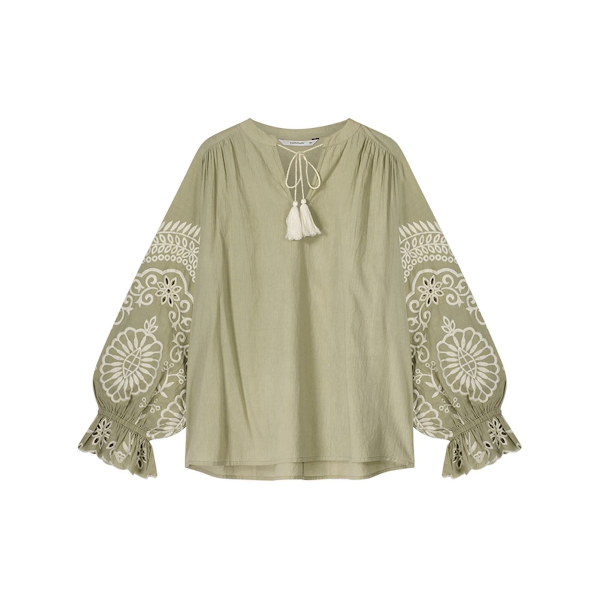 Blouse SUMMUM ivory embroidery green lentil online bestellen Henri s Fashion