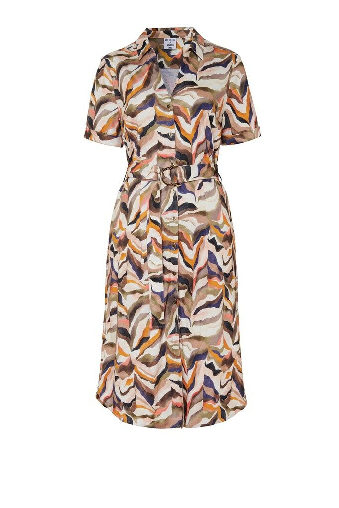 Jurk DESOTO klara print mango brown online bestellen Henri s Fashion