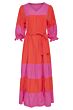 Jurk Maxi oranje & roze banen 23059-250-445