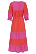 Jurk Maxi oranje & roze banen 23059-250-445