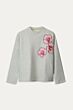 Trui POM floral grey melange