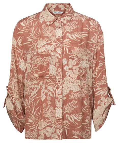 Printed sheer pocket blouse 1101277-213-715251