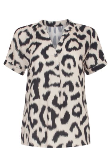 Top V hals met panter print 23164-009