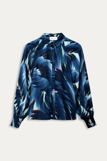 Blouse POM feathers blue