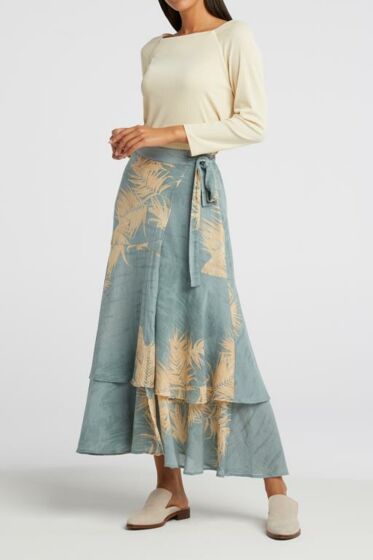 Printed wrap midi skirt 1401136-113-658041