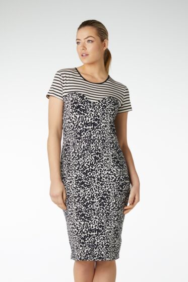Jurk lou korte mouw contrast vb533-s21-172