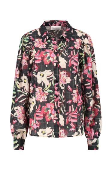 BLOUSE - Flower Blaze Anthracite Shine SP7044