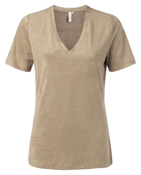 Faux suede T-shirt with panel 1919125-013-99202