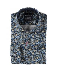 Shirt jersey flowerprint Mid blue 22.6545-115