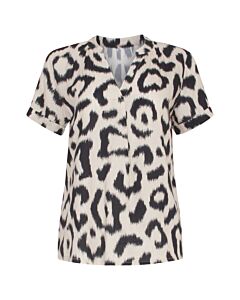 Top V hals met panter print 23164-009