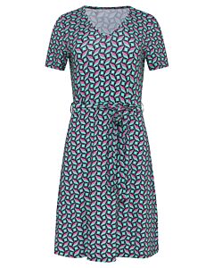 Jurk V hals retro print 23165-999-998