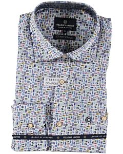 Shirt dutch houses stretch Mid blue 31.6524-116