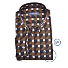 Overhemd LEDUB modern fit LM donkerbruin