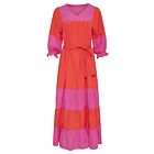 Jurk SMASHED LEMON maxi oranje en roze banen