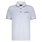 Polo FELLOWS geomatric design white/mid blue