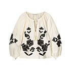 Blouse SUMMUM linnen heavy embroidery ivory