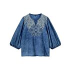 Top SUMMUM cotton indigo sateen