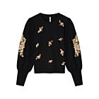 Trui SUMMUM puff sleeve embellished black