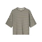 Top SUMMUM boxy stripe waffle black ivory