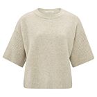 Trui YAYA with rib sleeves light beige melange