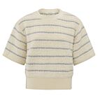 Trui YAYA textured stripe with shine off white 
