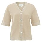 Vest YAYA tetured with fringes gray morn beige