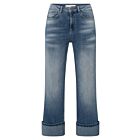 Jeans YAYA mid waist roll-up blue denim