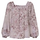 Blouse YAYA printed fancy necklin raindrops purple