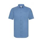 Overhemd STATE OF ART KM plain linen cotton blue